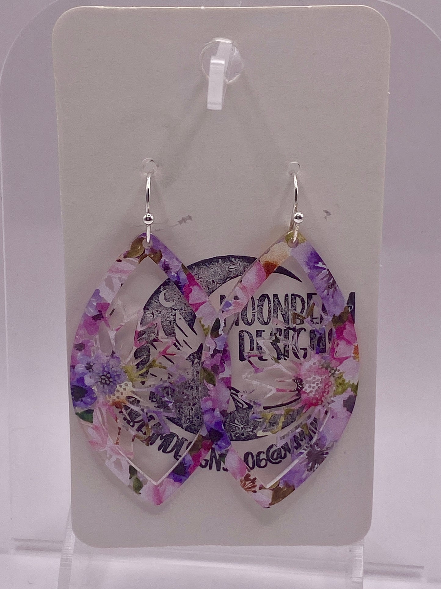 Pink & purple water color floral earrings