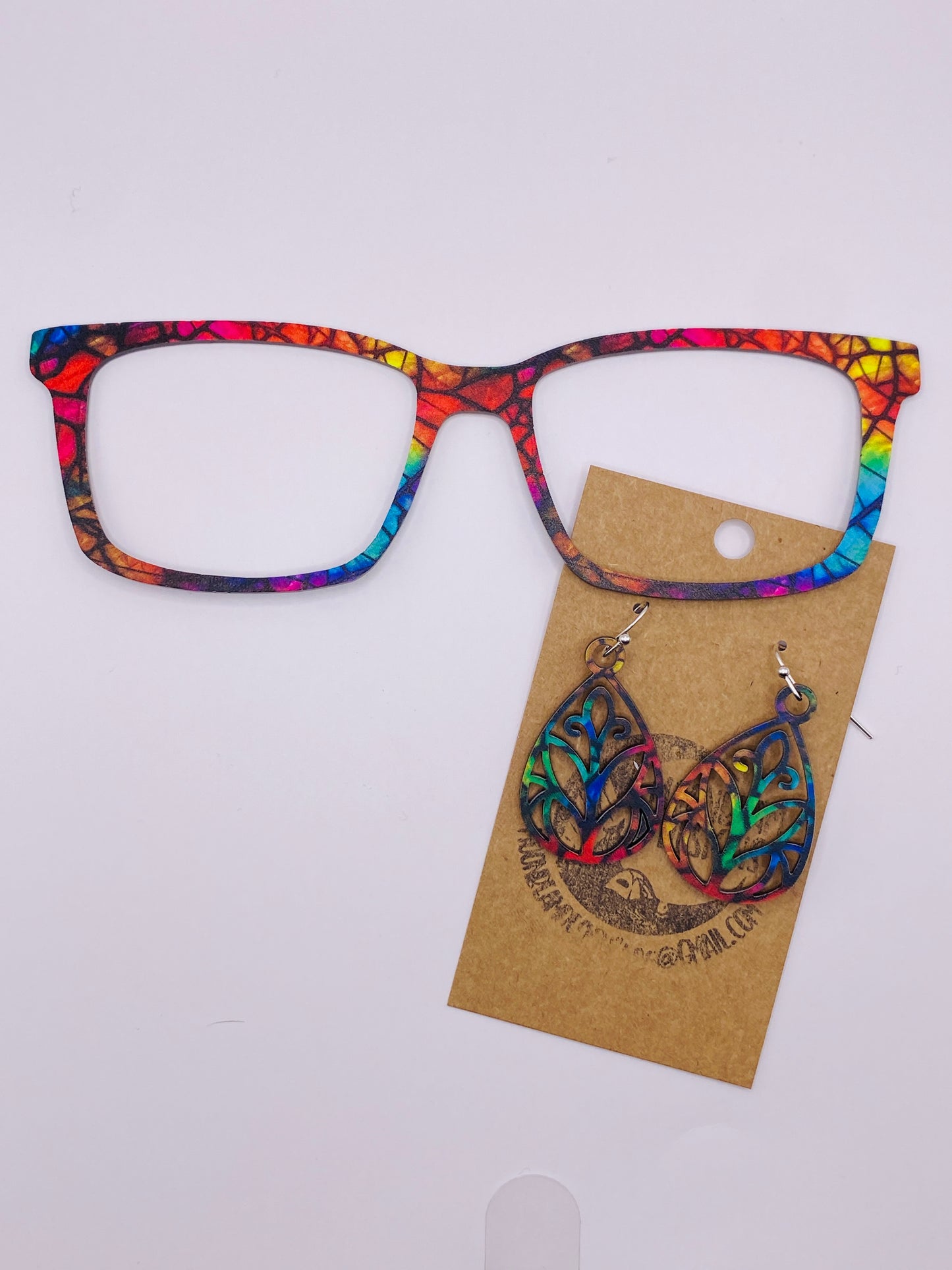 Multicolor stained glass Topper With Earrings