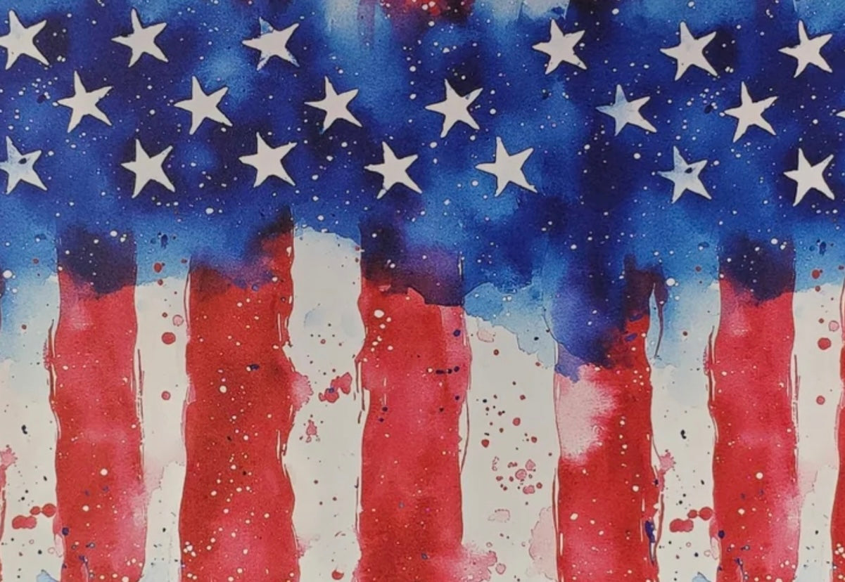 Water color Stars and Stripes Topper With Earrings (clear)