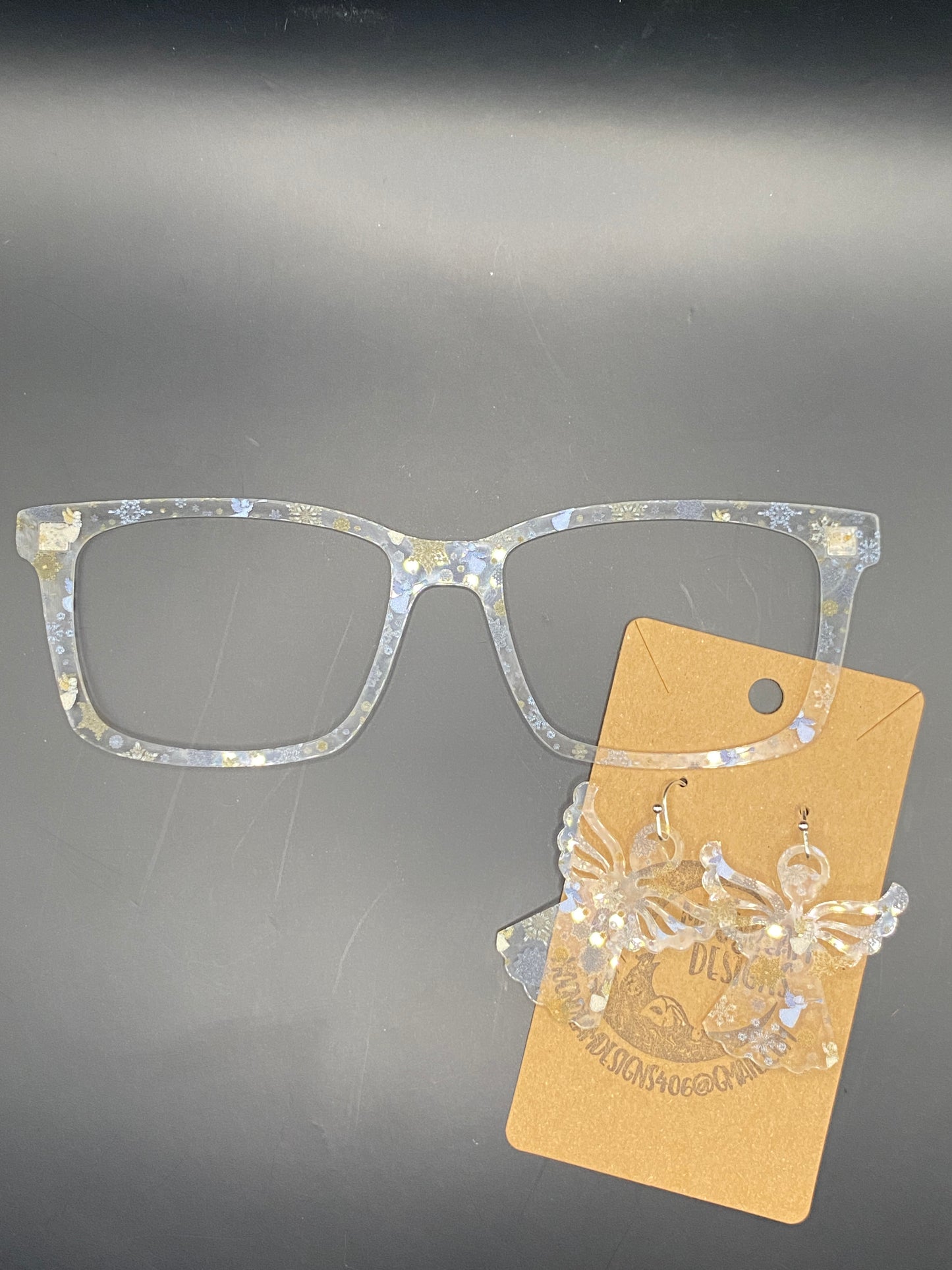 Angel & snowflakes toppper w/earrings (clear)