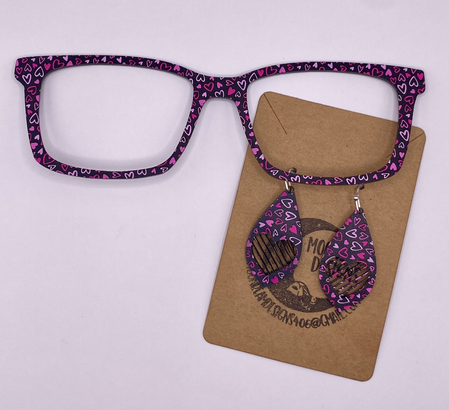 Hot pink hearts Topper With Earrings