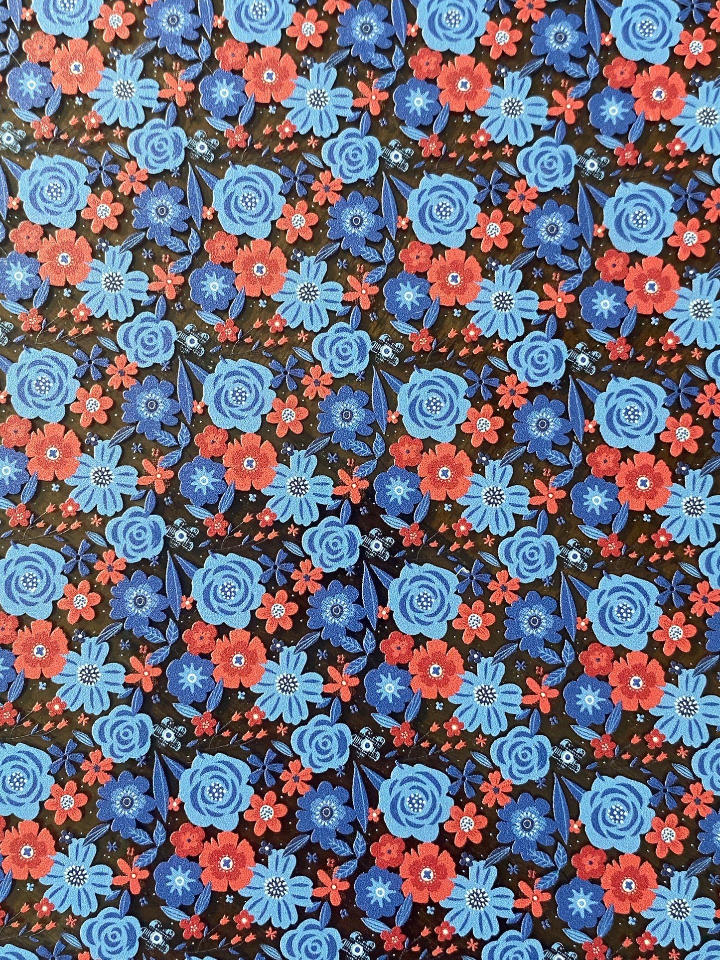 Red & Blue floral Topper With Earrings (clear)