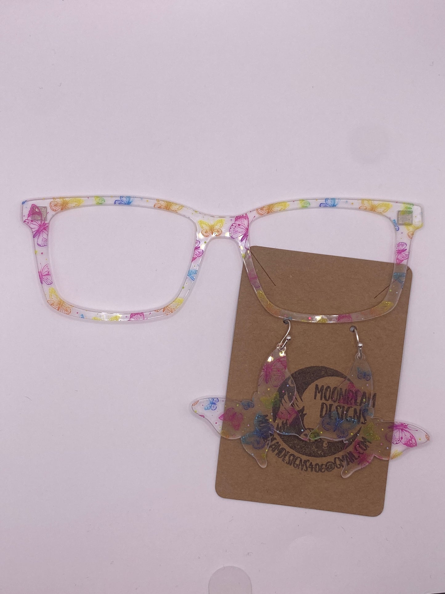 Gradient Butterfly Topper With Earrings (clear)