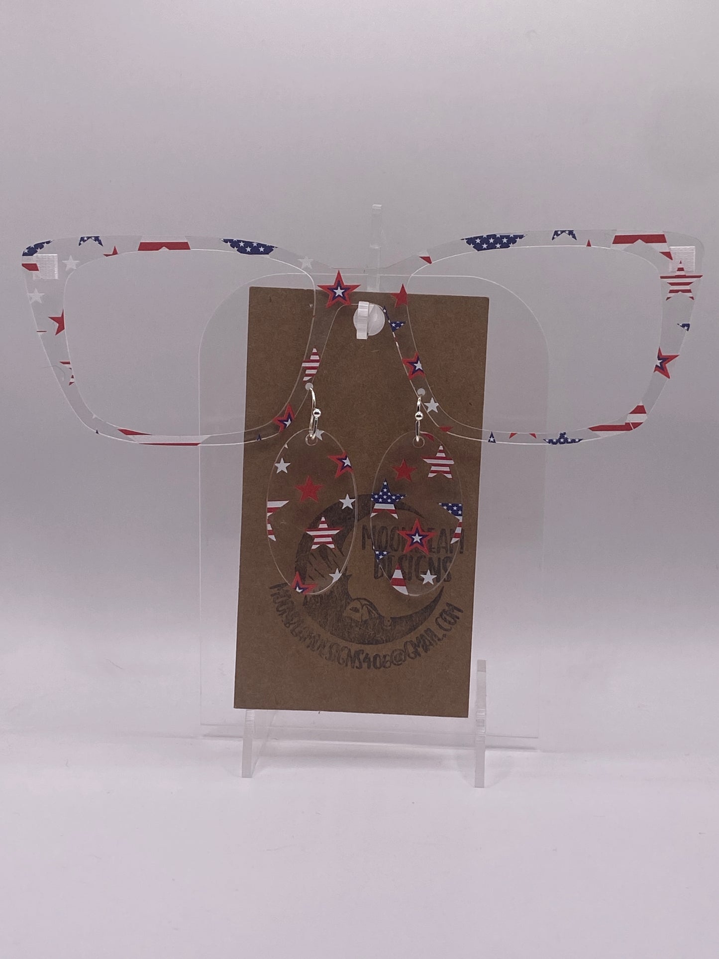 American flag stars Topper With Earrings (clear)