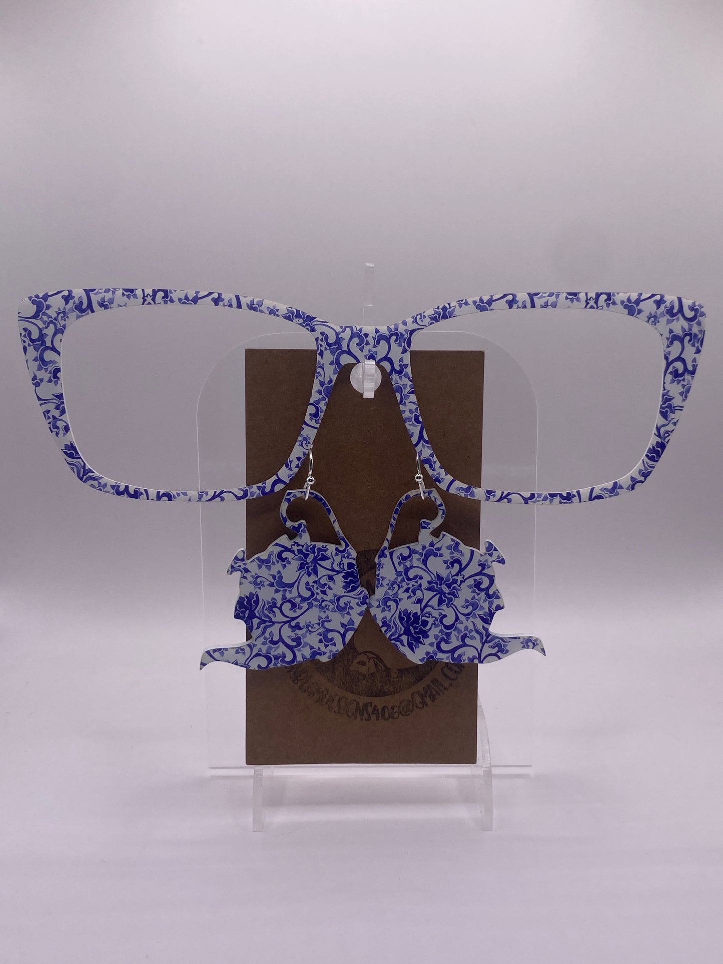 Blue China Topper With Earrings