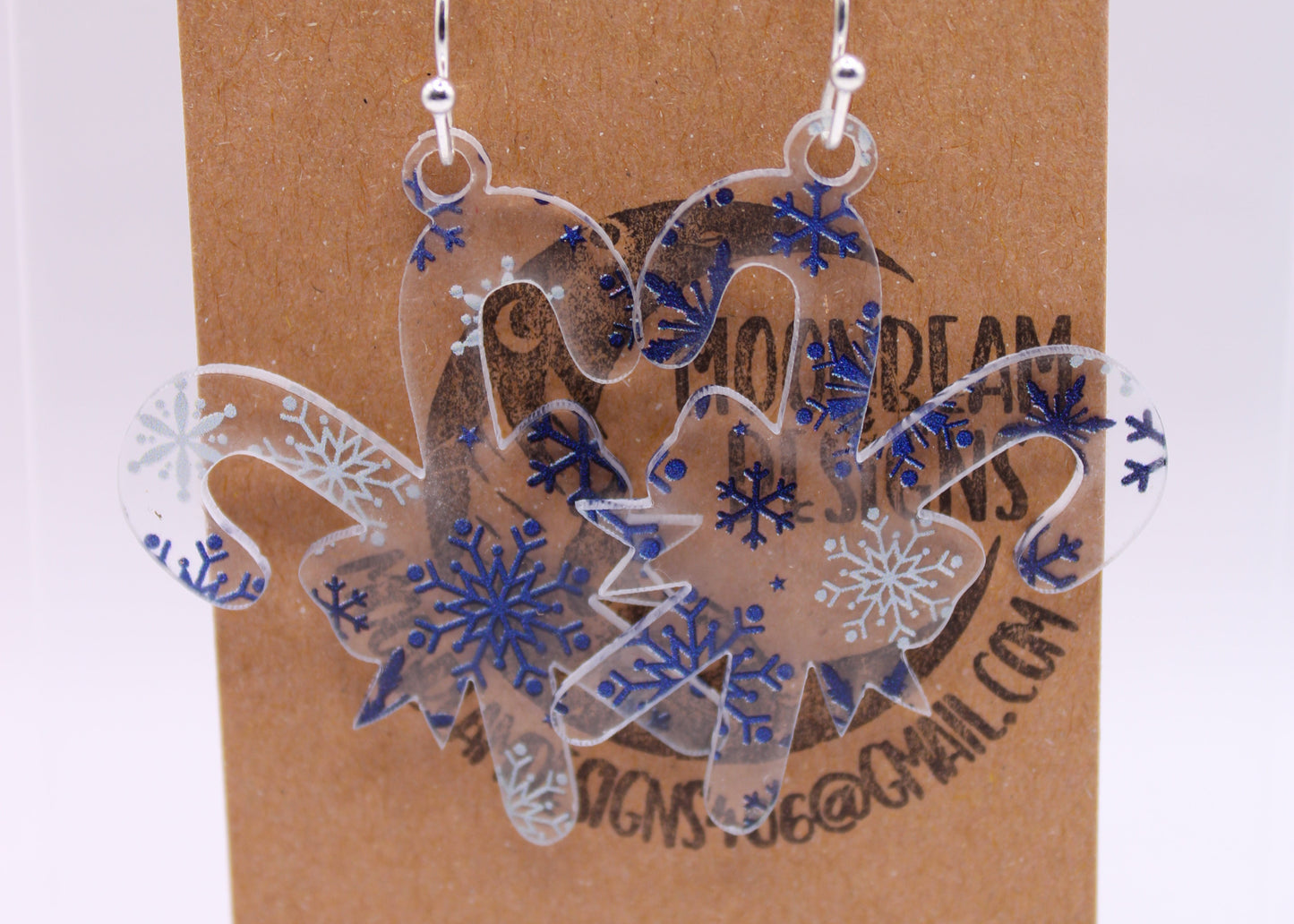 Blue & White snowflake Earrings