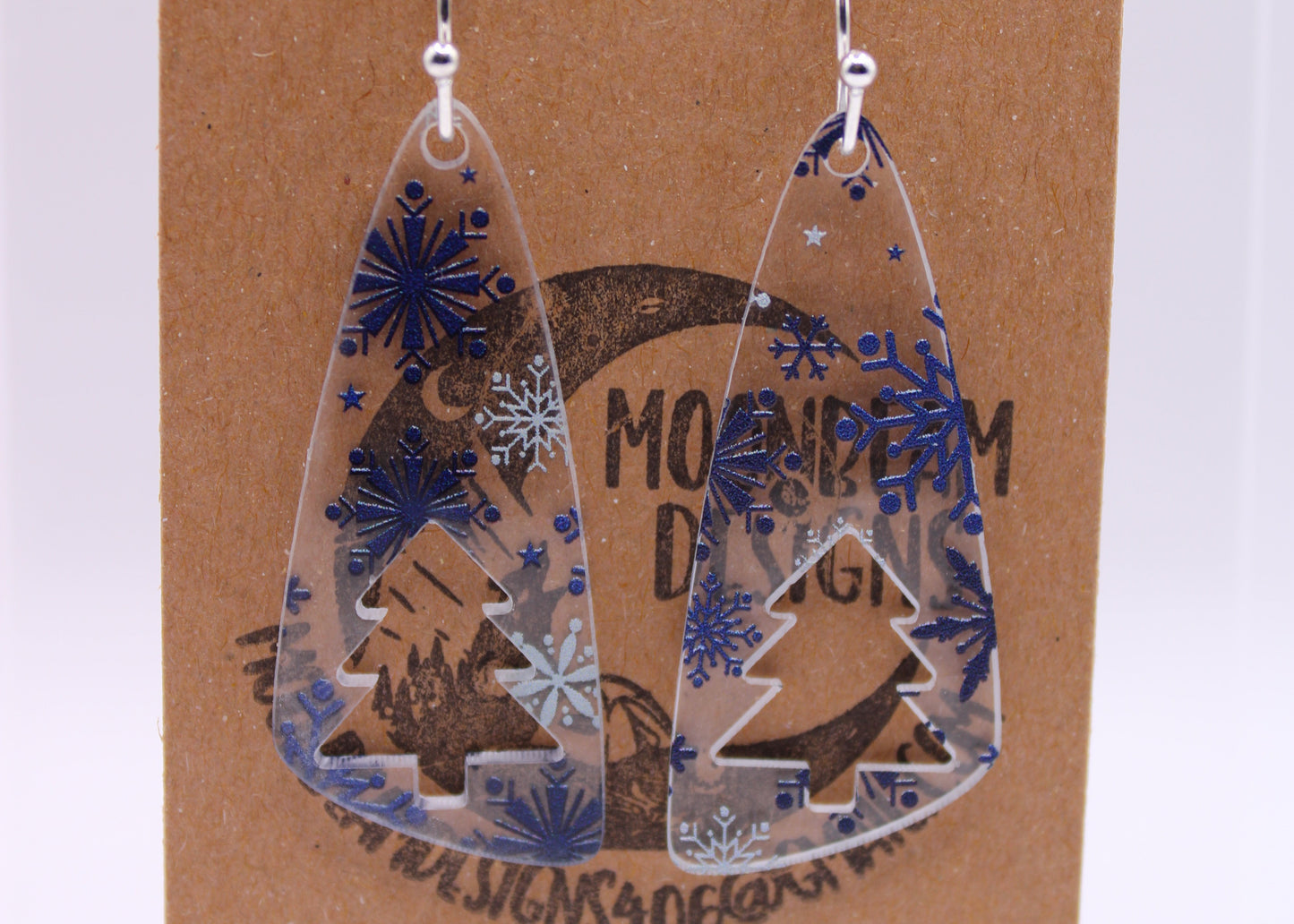 Blue & White snowflake Earrings
