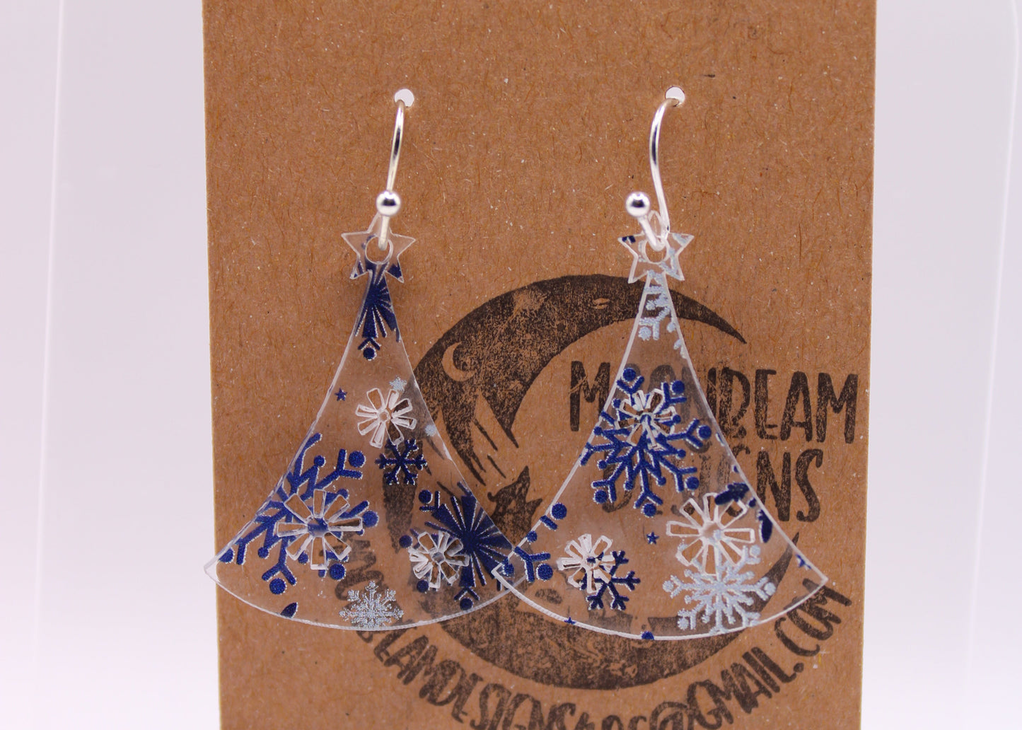Blue & White snowflake Earrings