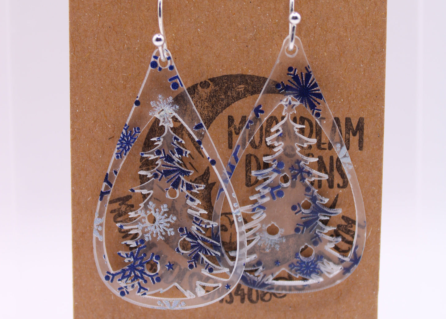 Blue & White snowflake Earrings