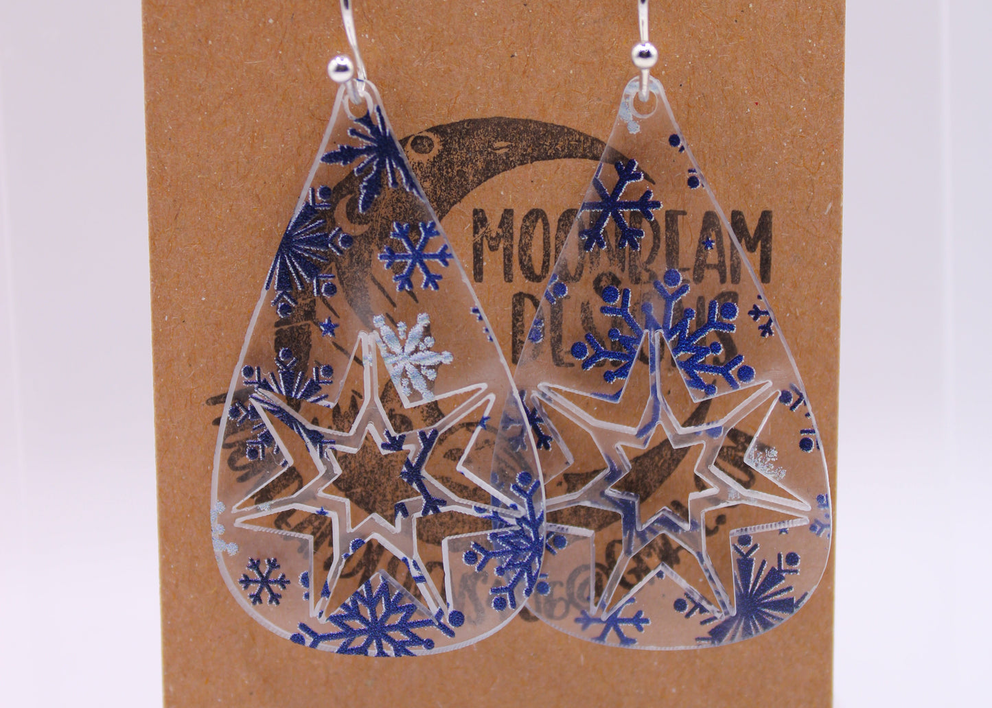 Blue & White snowflake Earrings