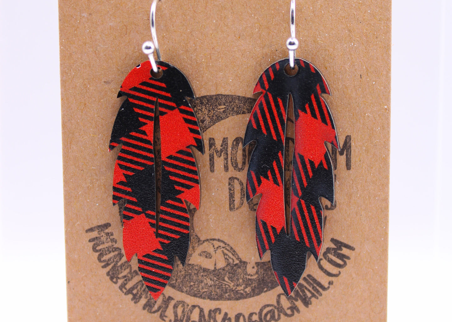 Red and black buffalo plaid Earrings