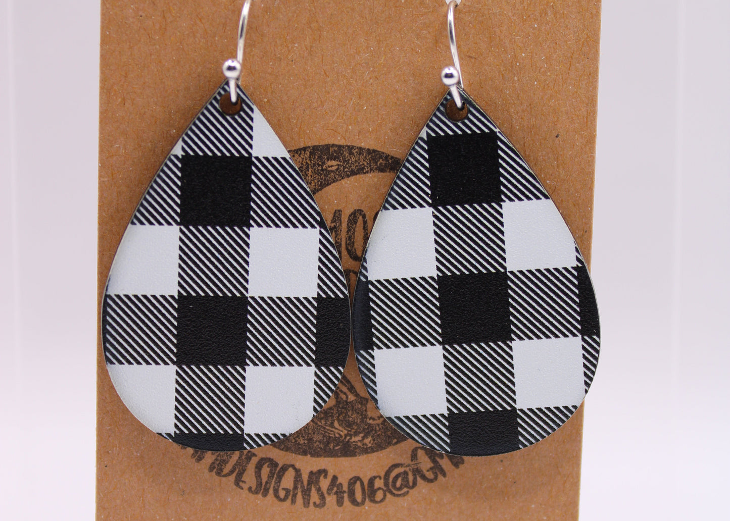 Black & white buffalo plaid Earrings