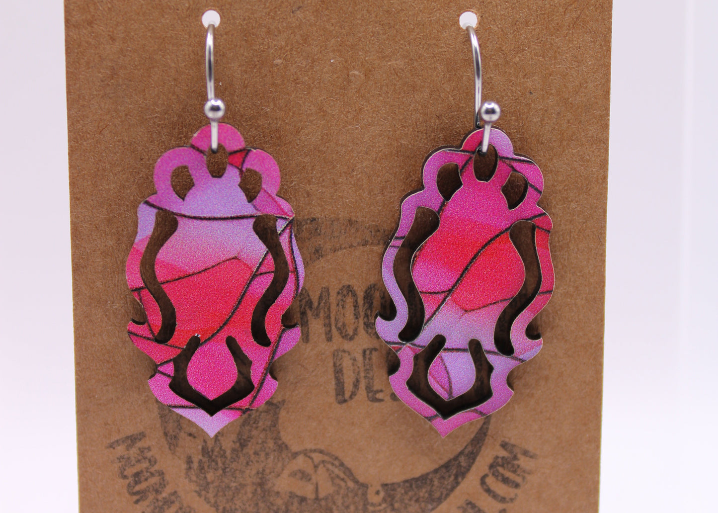Pink Stained Glass Earrings