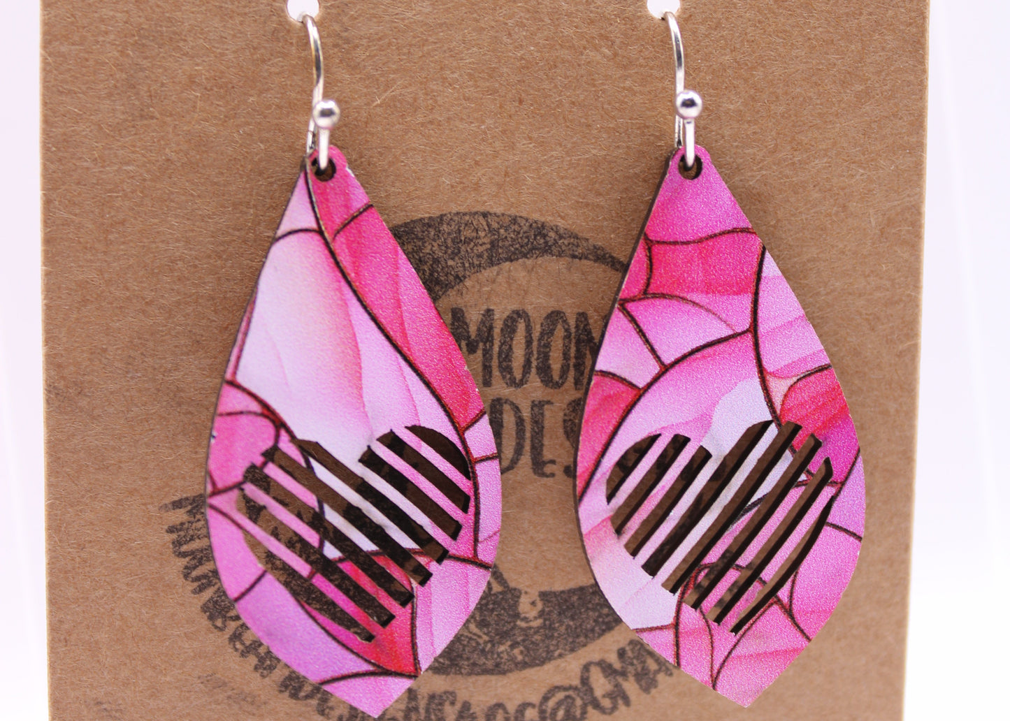 Pink Stained Glass Earrings