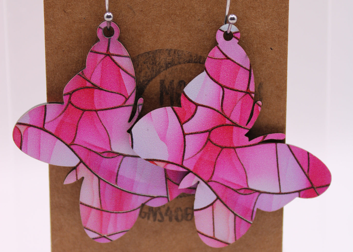 Pink Stained Glass Earrings