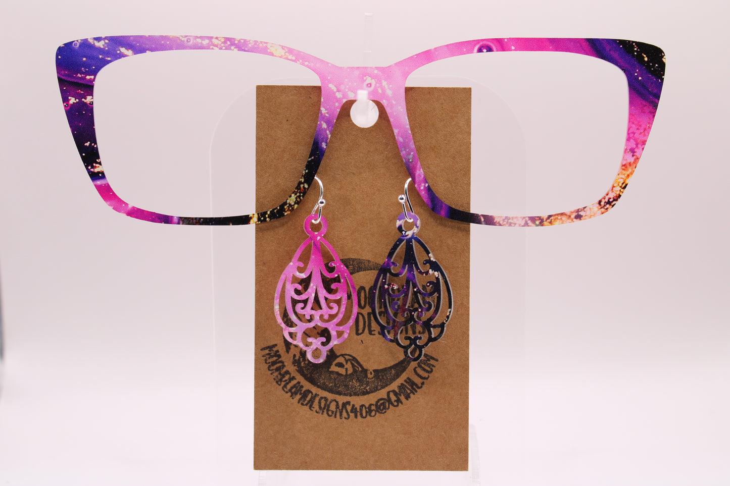 Pink & Purple Marble Topper With Earrings