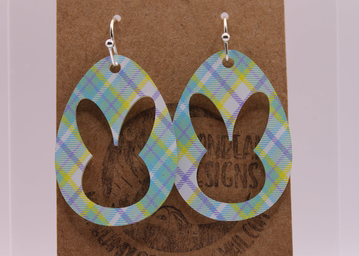 Blue Green Plaid Earrings