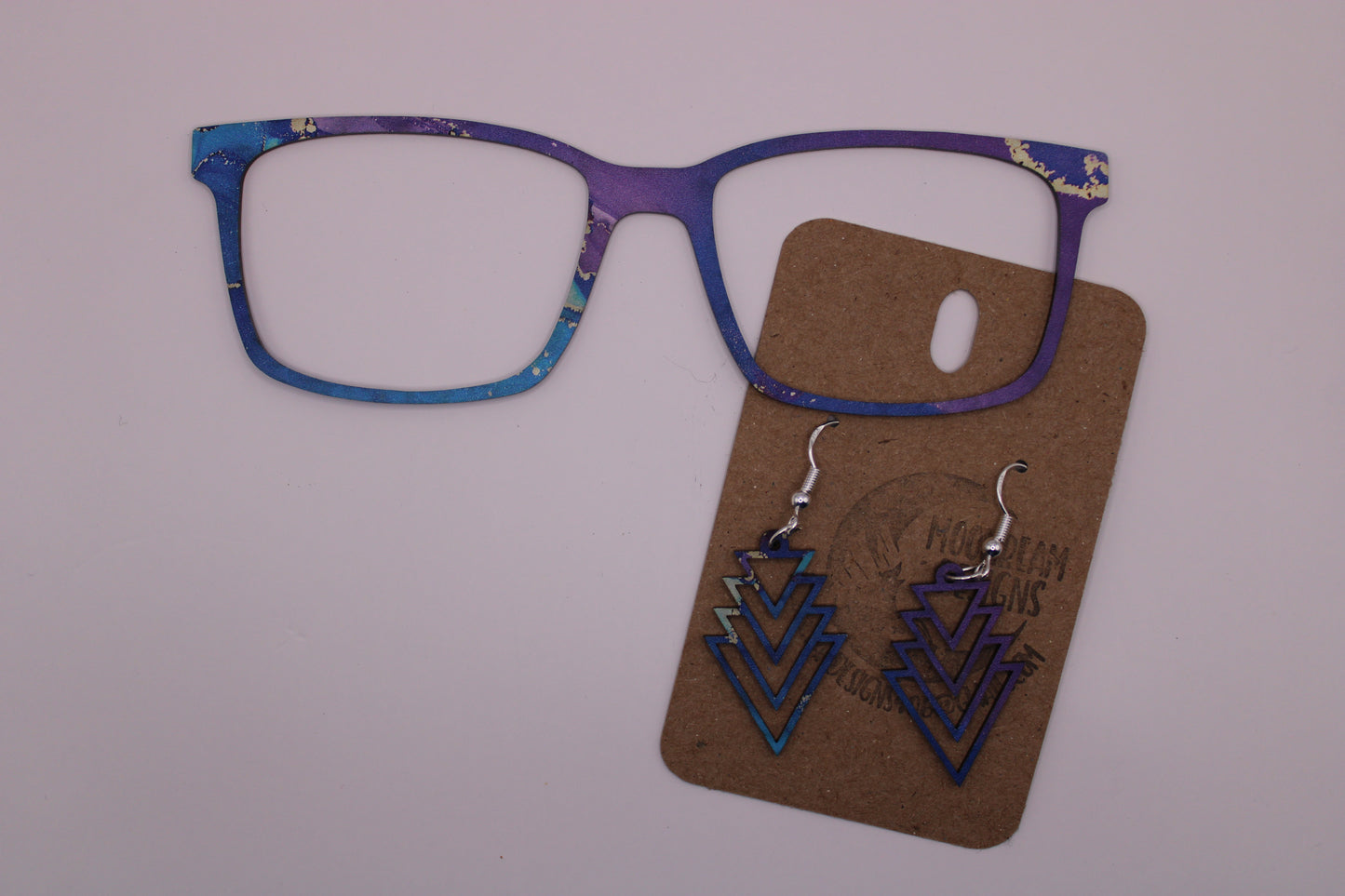 Blue and Purple Swirl With Earrings