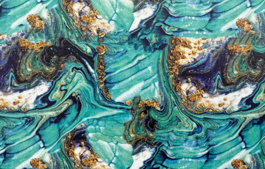 Teal and Gold swirl Topper With Earrings