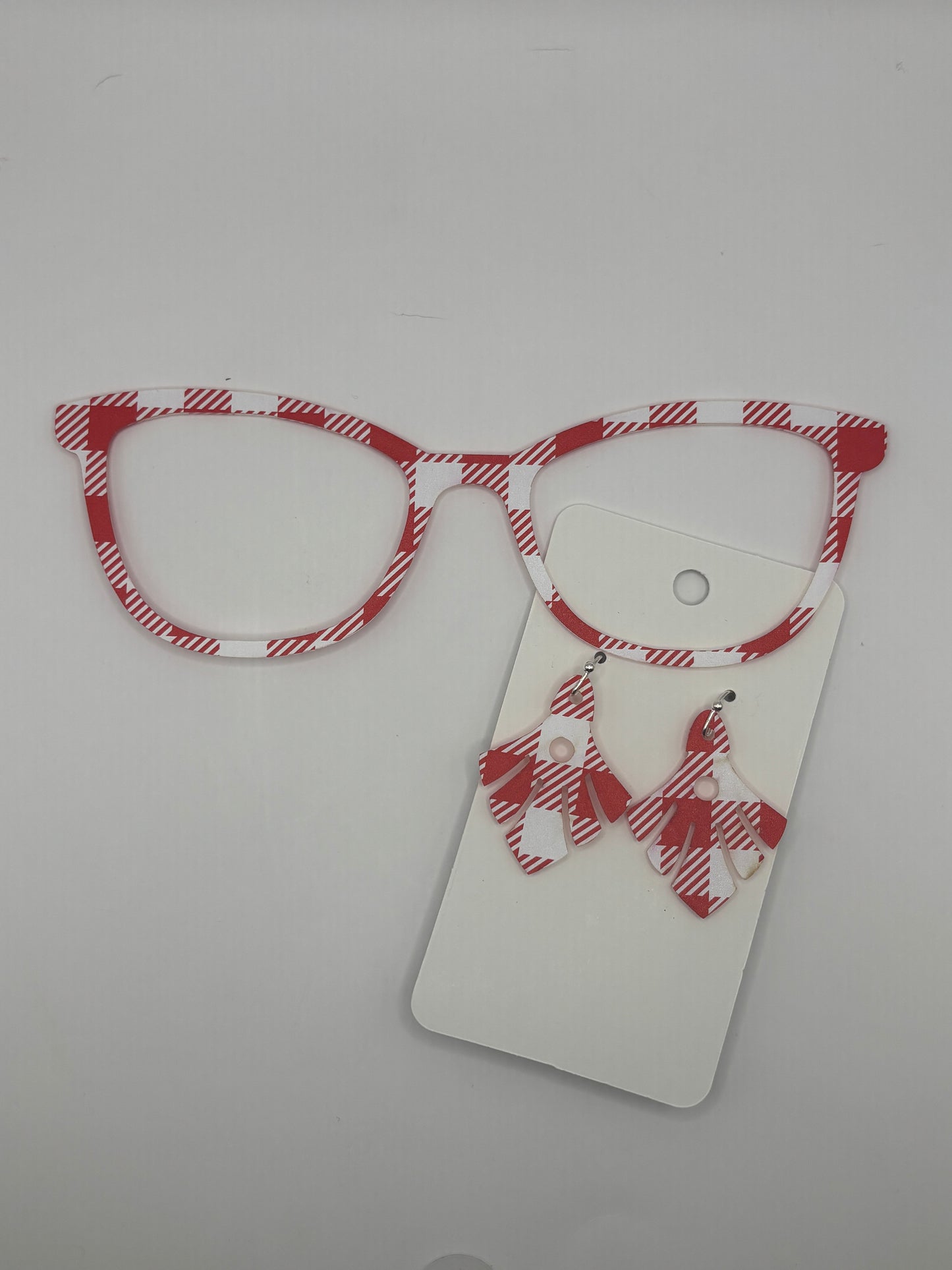 Red gingham topper with earrings