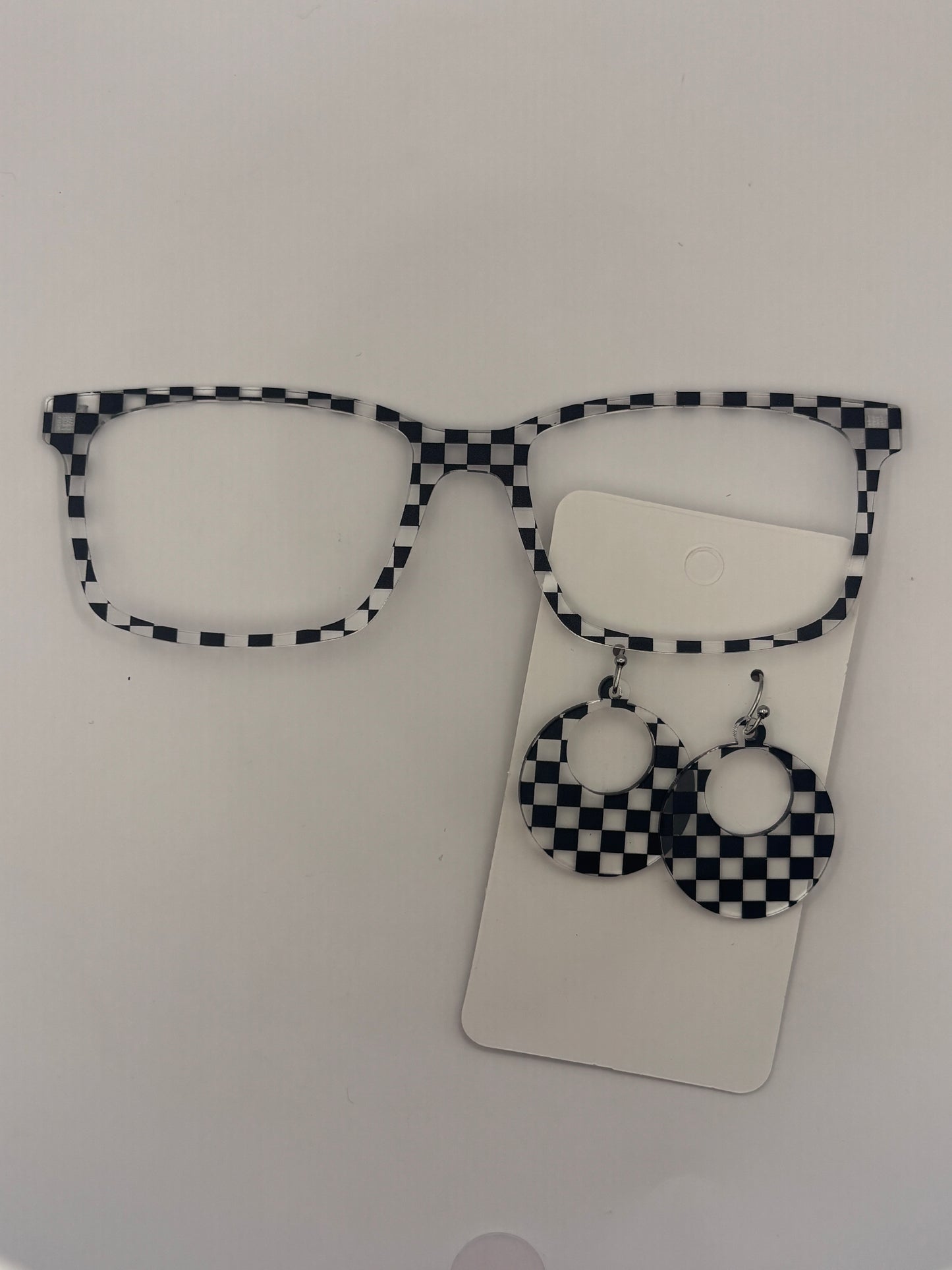 Black & clear checkered topper with earrings