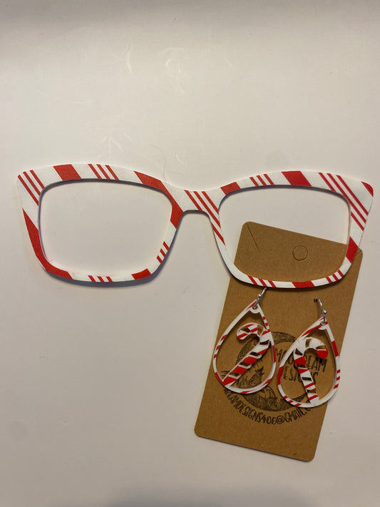 Candy Cane Stripes Topper With Earrings