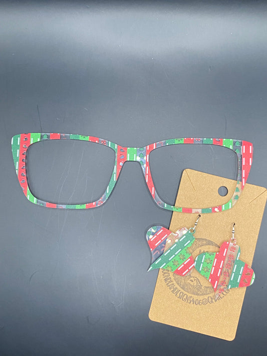 Christmas ribbon toppper w/earrings (clear)