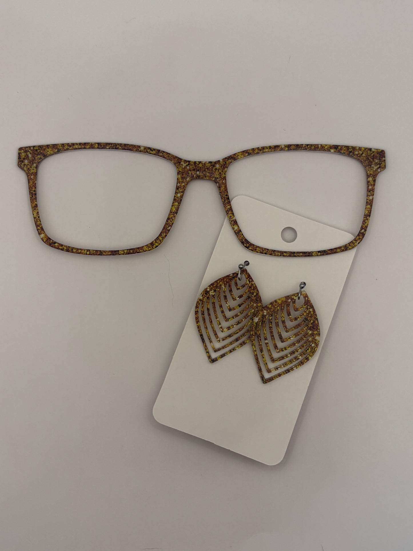 Gold glitter topper with earrings (clear)