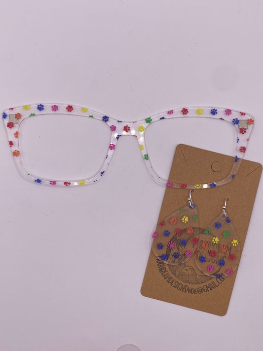 Multicolor paws Topper With Earrings (clear)