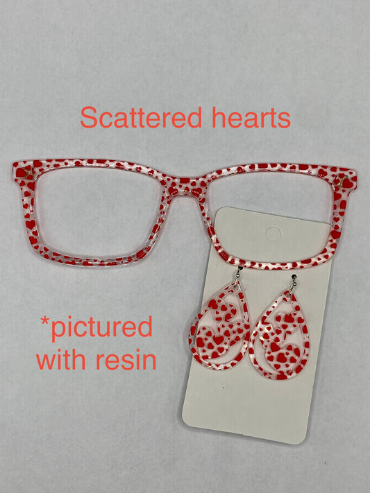Scattered hearts topper with earrings