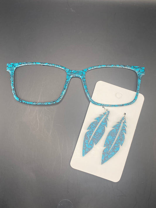 Tooled leather topper with earrings