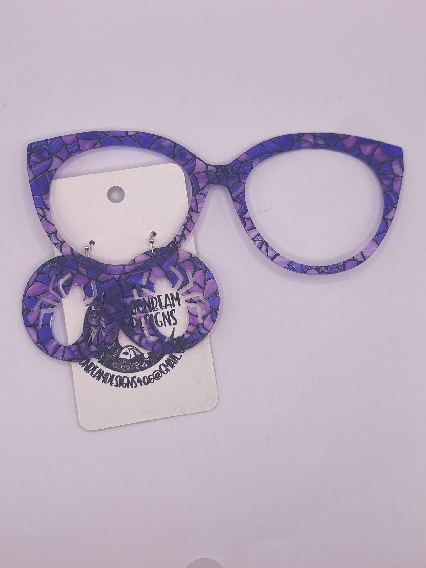 Purple spider web topper w earrings