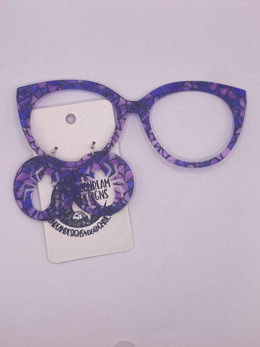 Purple spider web topper w earrings