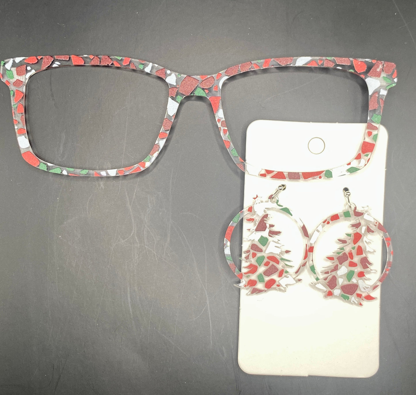 Christmas terrazzo topper with earrings