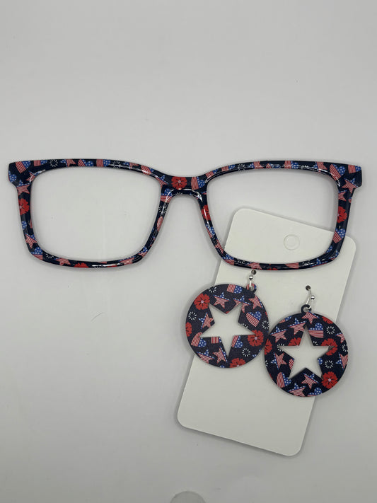 Patriotic hearts & stars topper & earrings