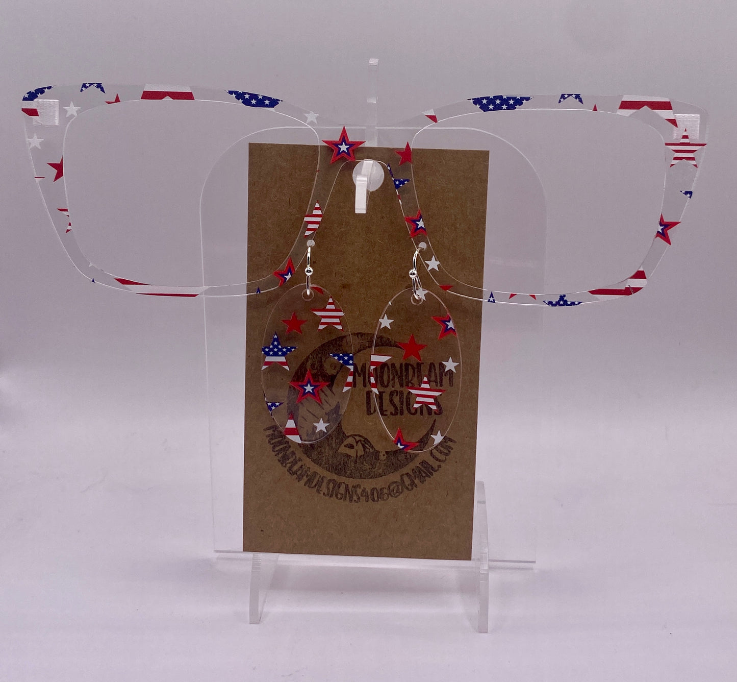Patriotic stars Topper With Earrings (clear)