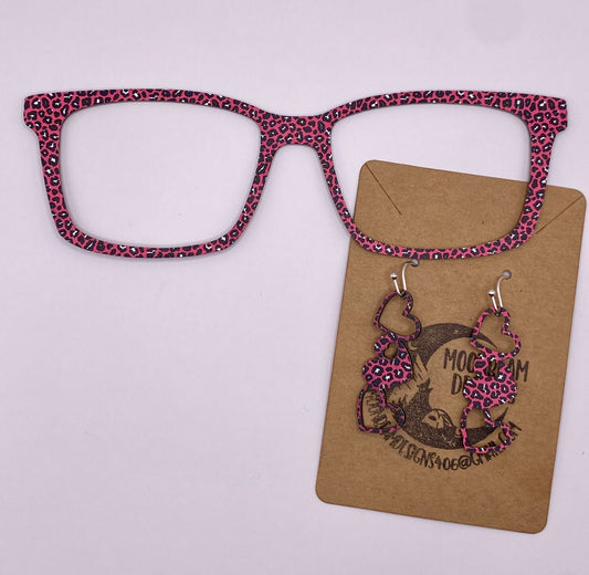 Pink cheetah Topper With Earrings