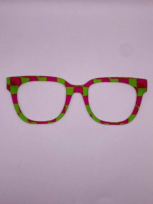 Neon green & pink checkerboard topper