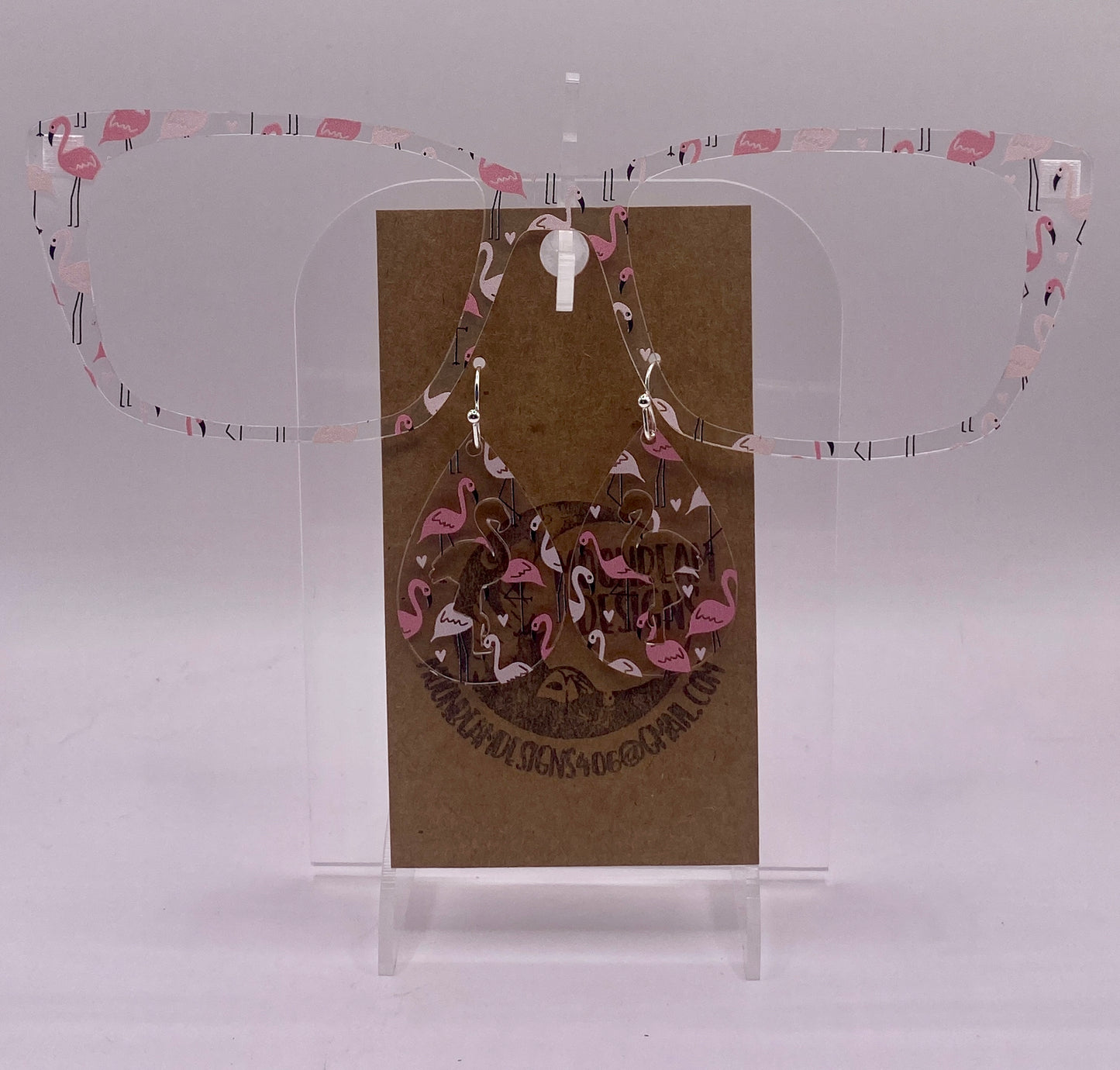 Flamingo Topper With Earrings (clear)