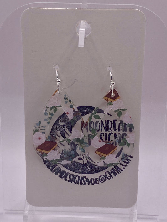 Bibles and flowers earrings