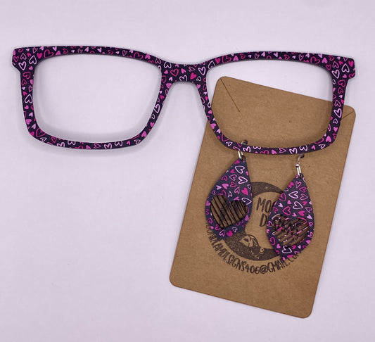 Hot pink hearts Topper With Earrings