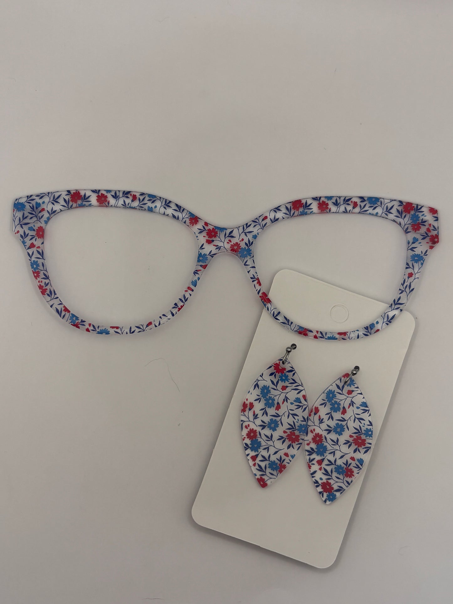 Patriotic poppies topper with earrings (clear)