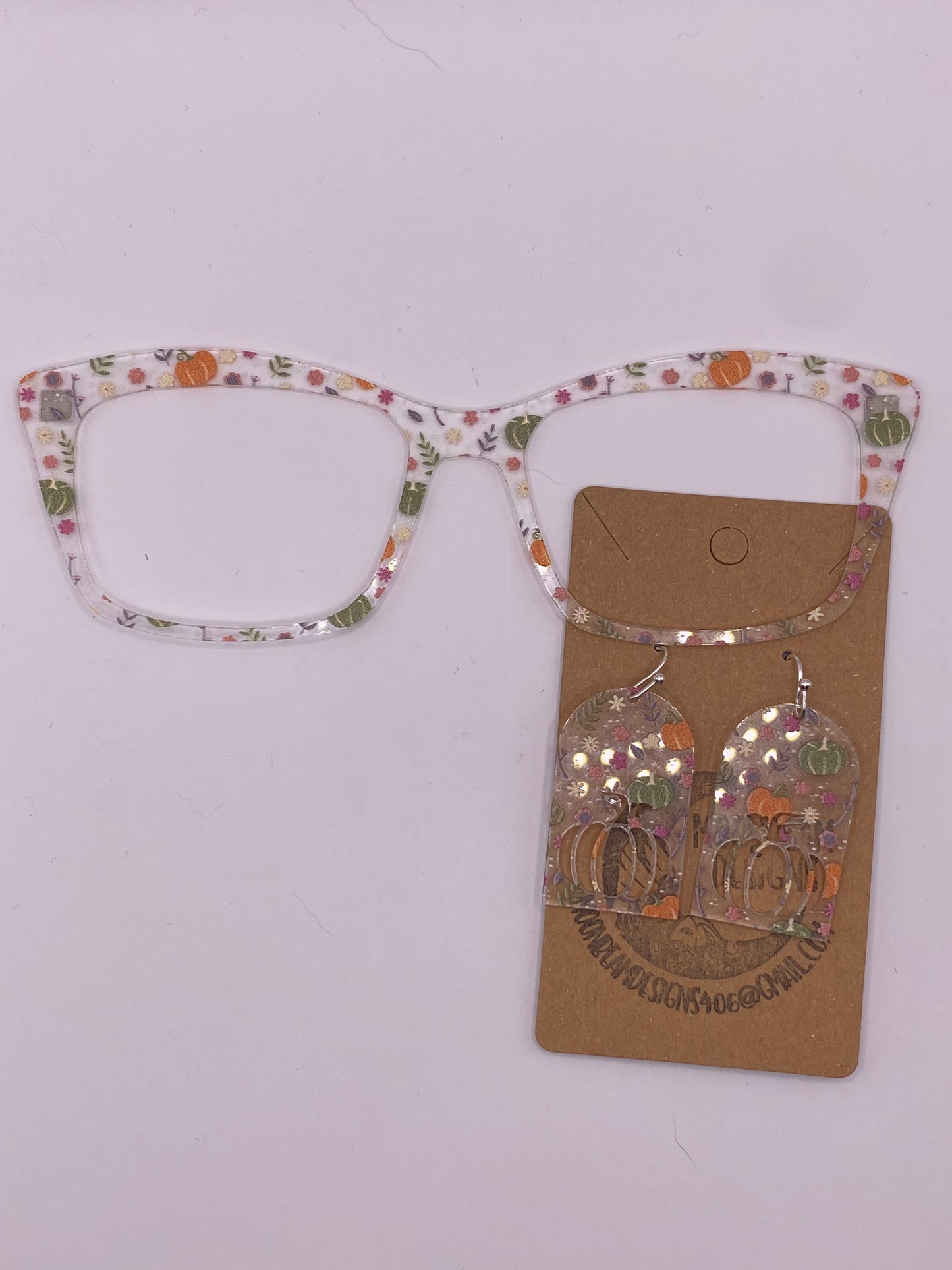 Fall pumpkin Topper With Earrings (clear)