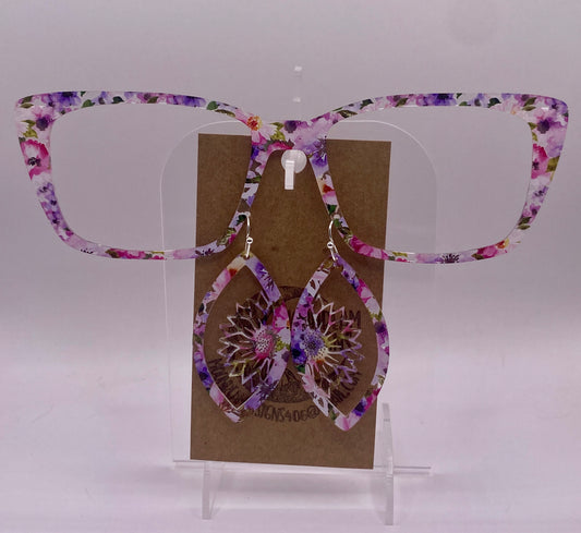 Watercolor floral Topper With Earrings (clear)
