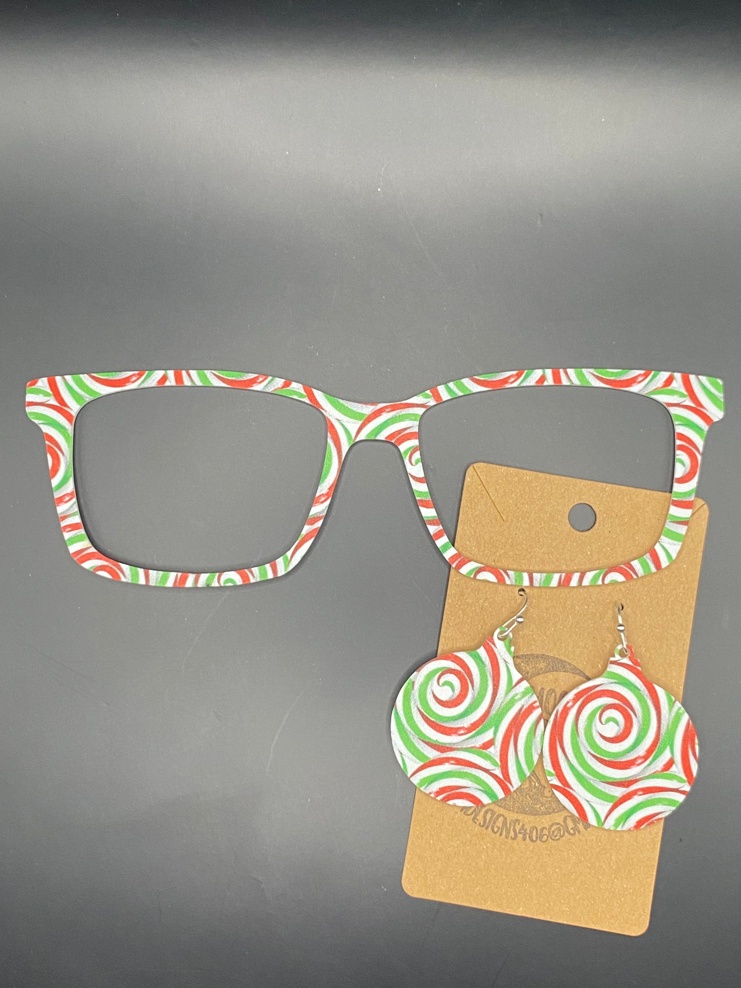 Peppermint swirl toppper w/earrings