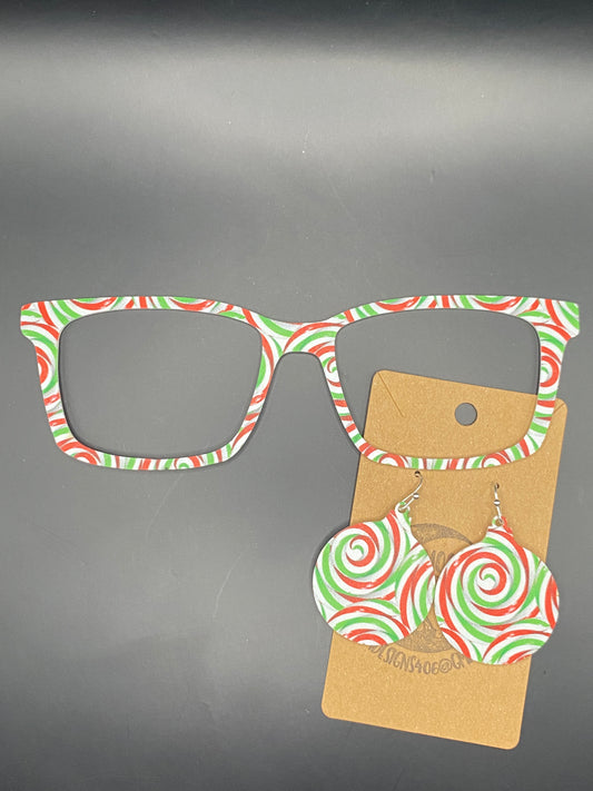 Peppermint swirl toppper w/earrings