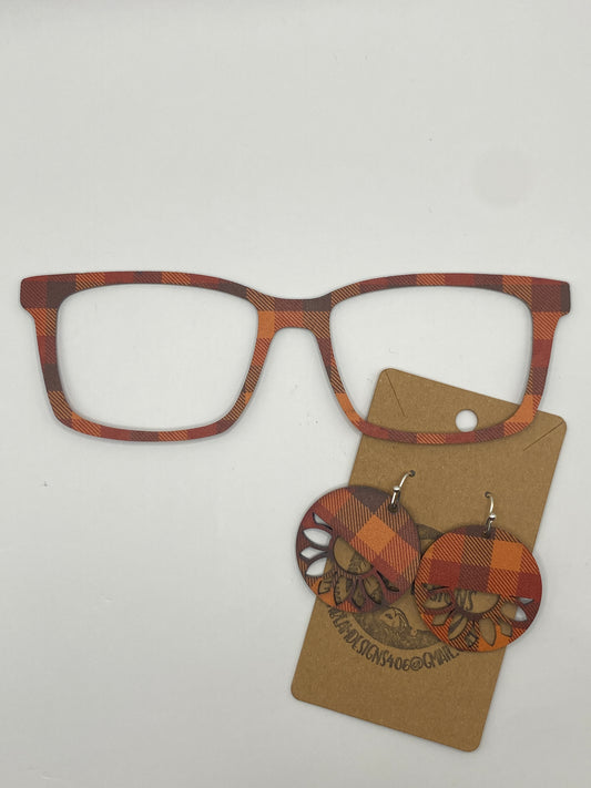 Fall plaid topper w/earrings