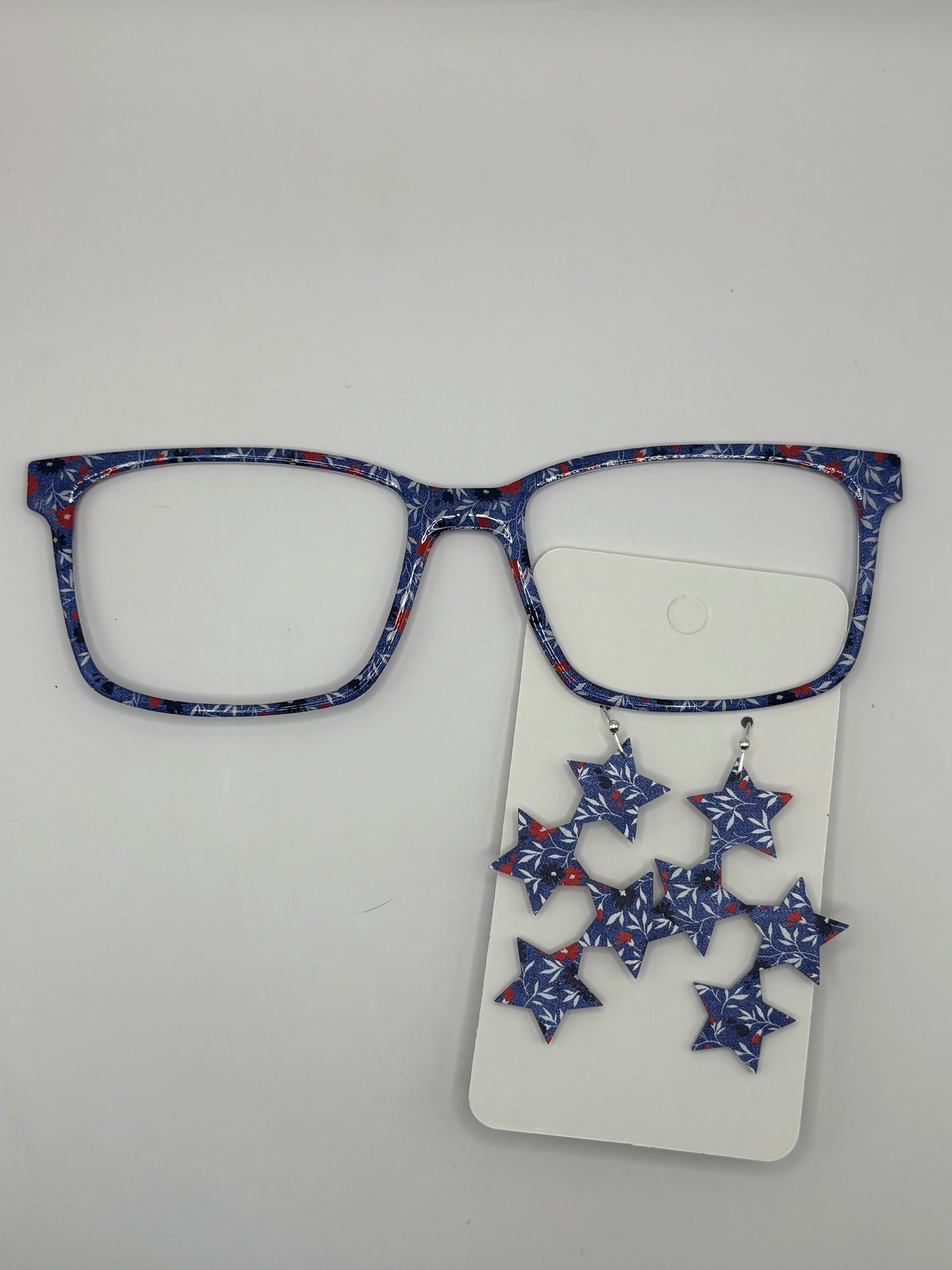 Patriotic poppies on denim topper & earrings