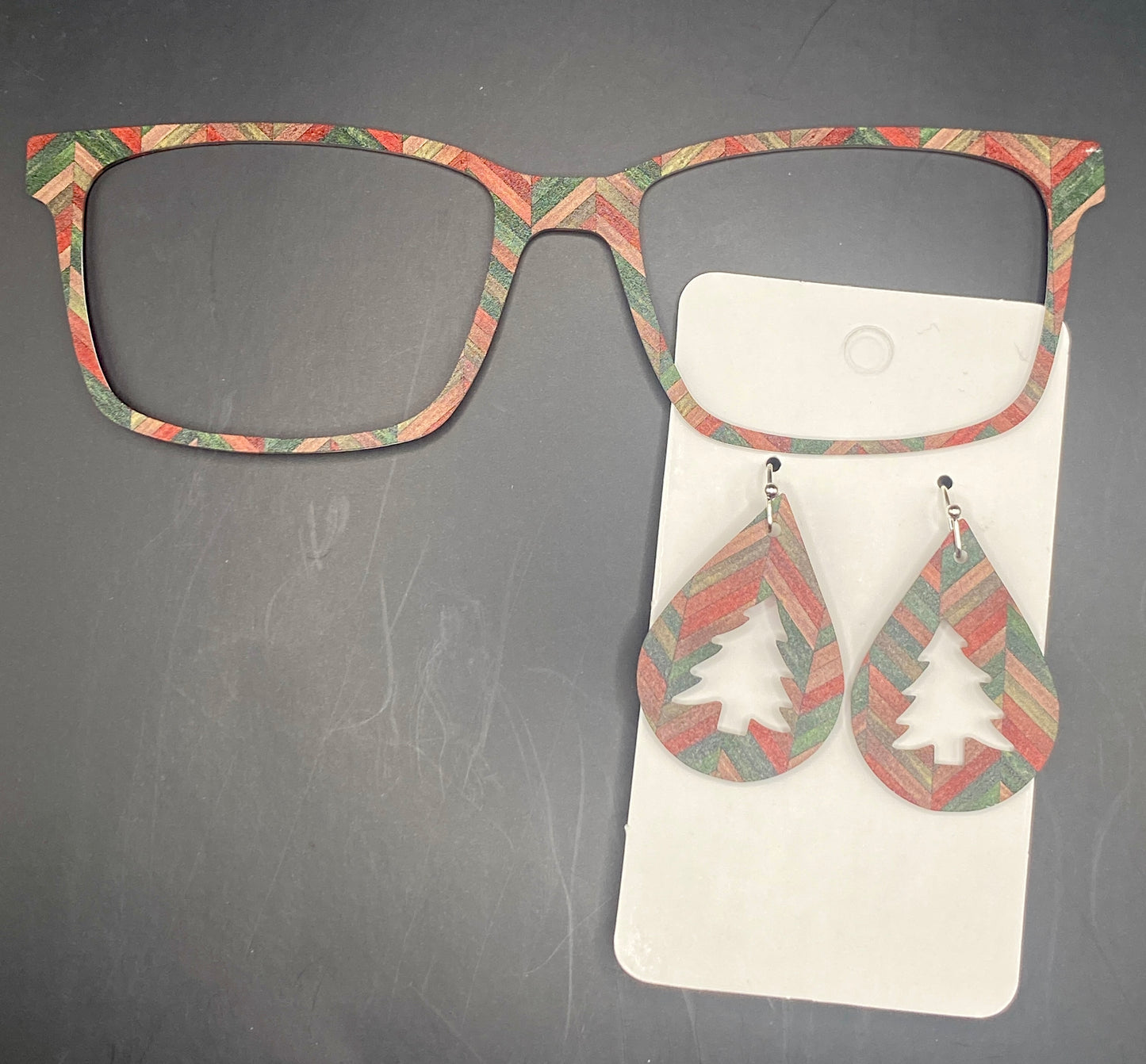 Christmas herringbone topper with earrings