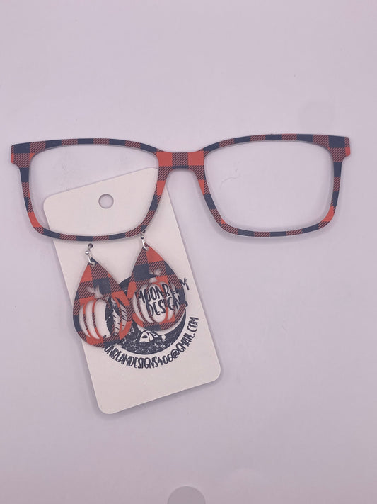 Black & Orange buffalo plaid topper w earrings